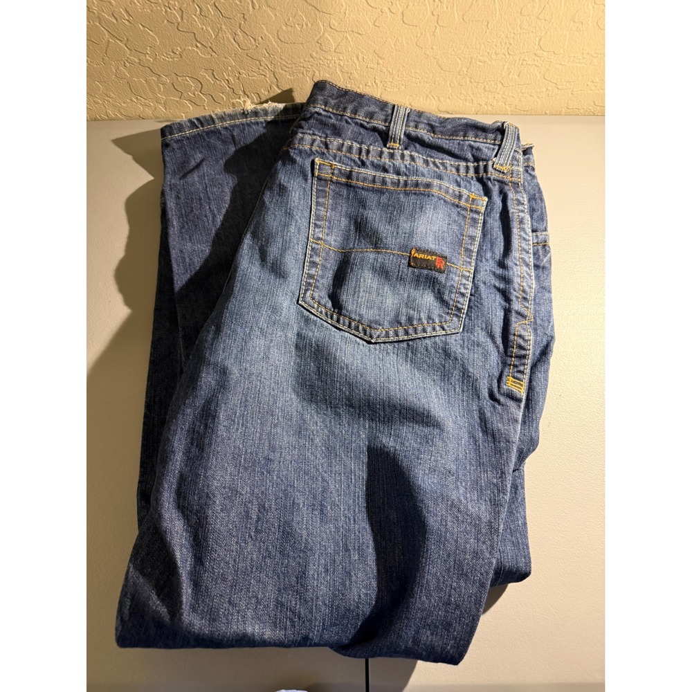 Ariat Work FR M4 Low Rise Boot Cut Jeans Mens 42x30 Blue Denim 10012555